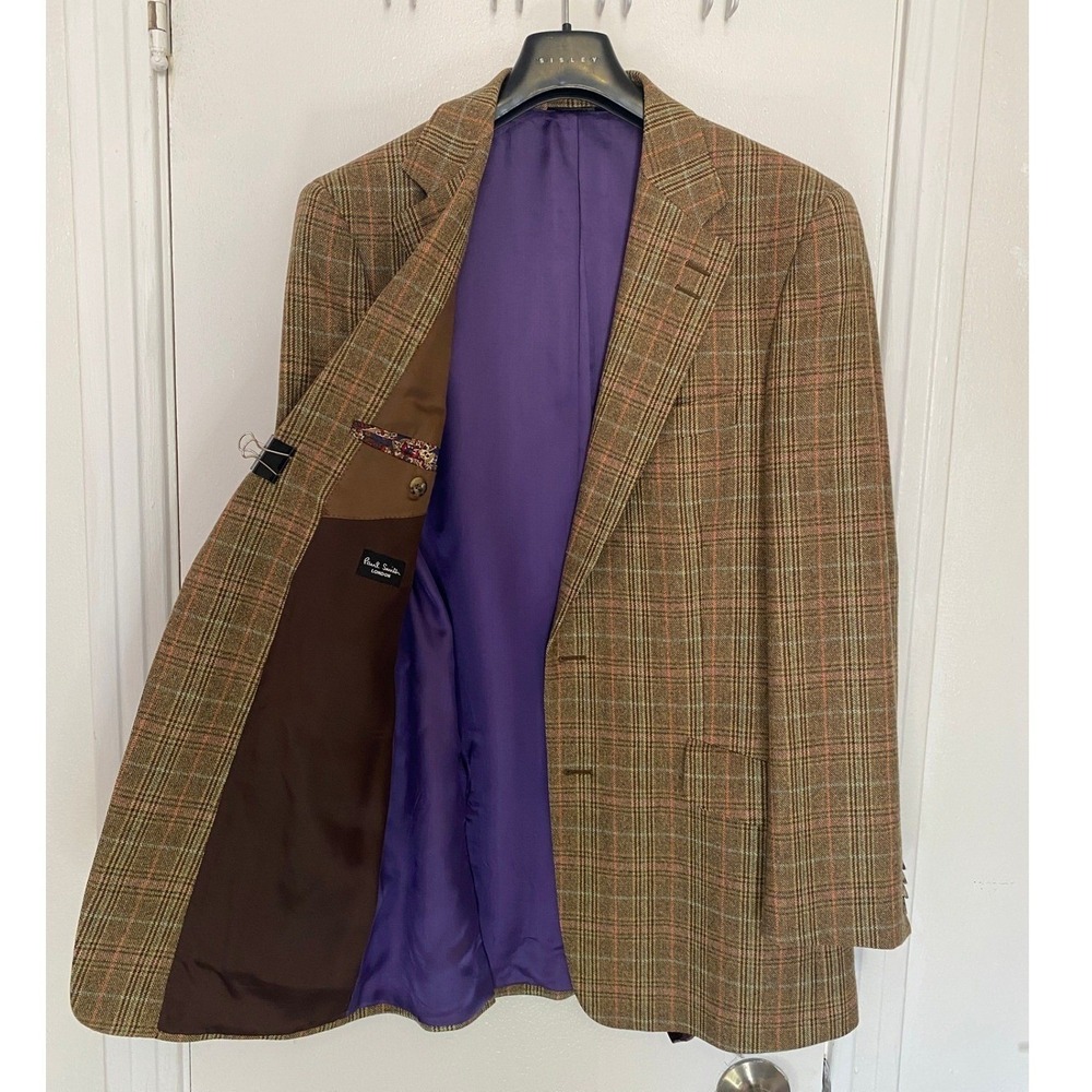 Paul Smith London 38R Glenn Plaid Brown Wool Cashmere Jacket Blazer Sport Coat